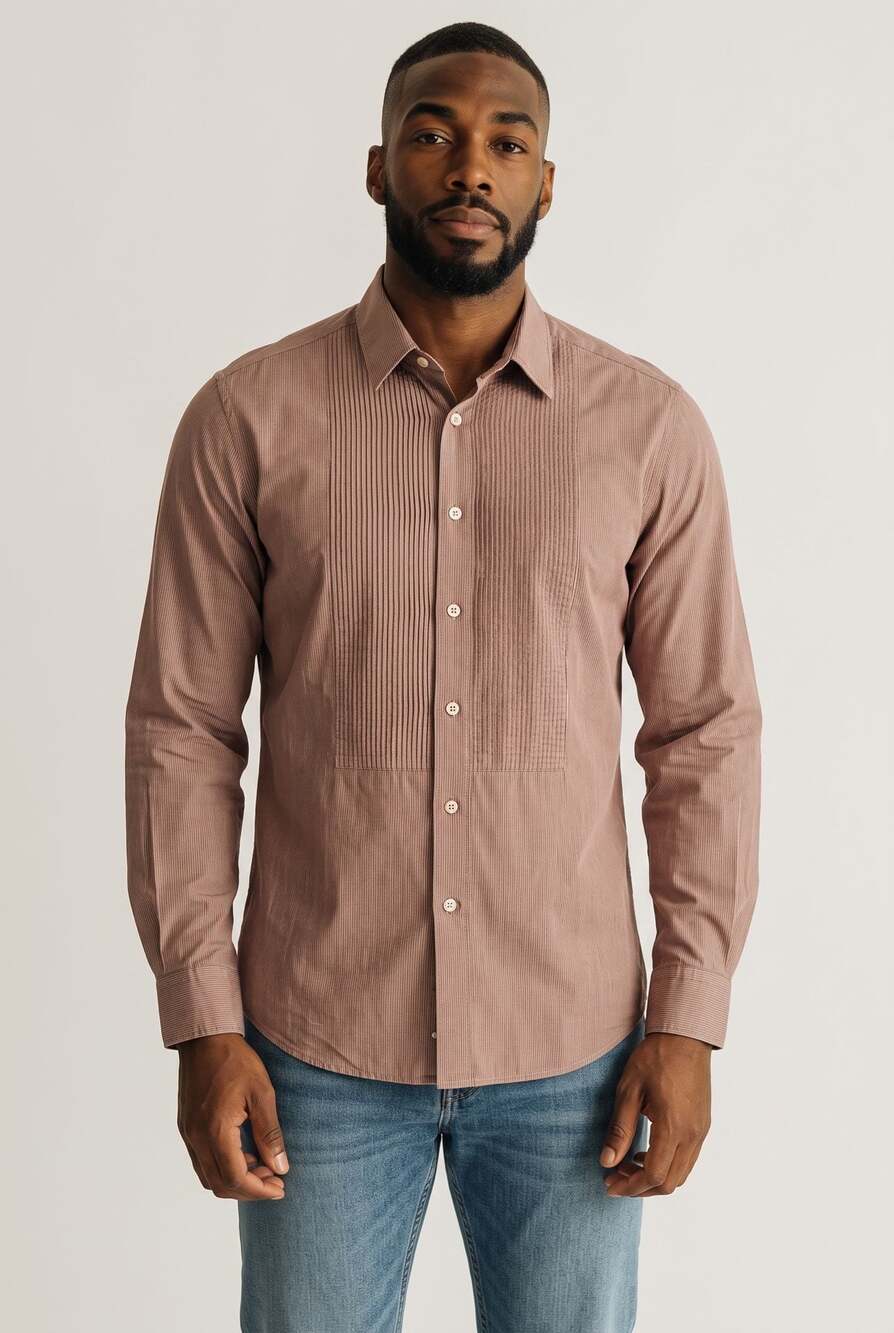 Boss Orange Striped Long Sleeve Button Up Shirt Brown Men's Size XL